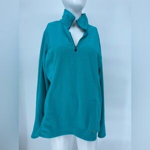 Womens Eddie Bauer Quarter Zip Tunic Anyweather Fleece Pullover Teal Size Large